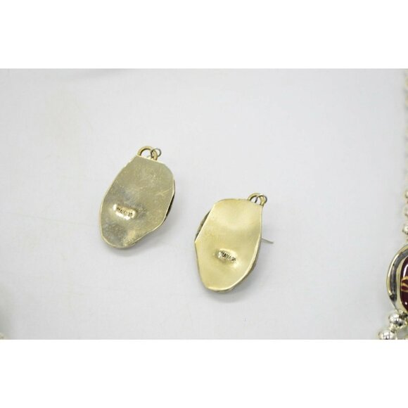 Red Gold Brecciated Jasper Navajo Mexican Silver N - Picture 5 of 12